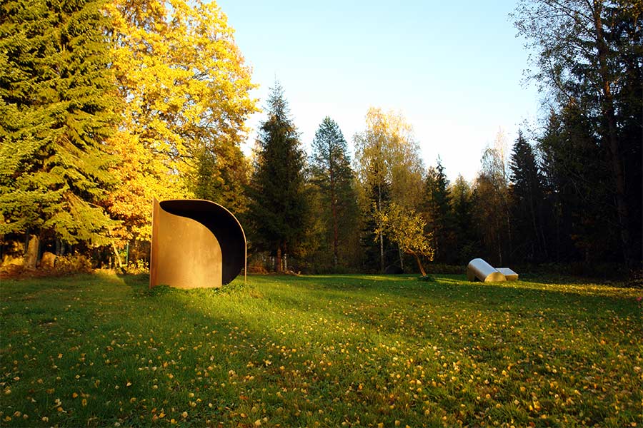 An aerial photo of the sculpture park.